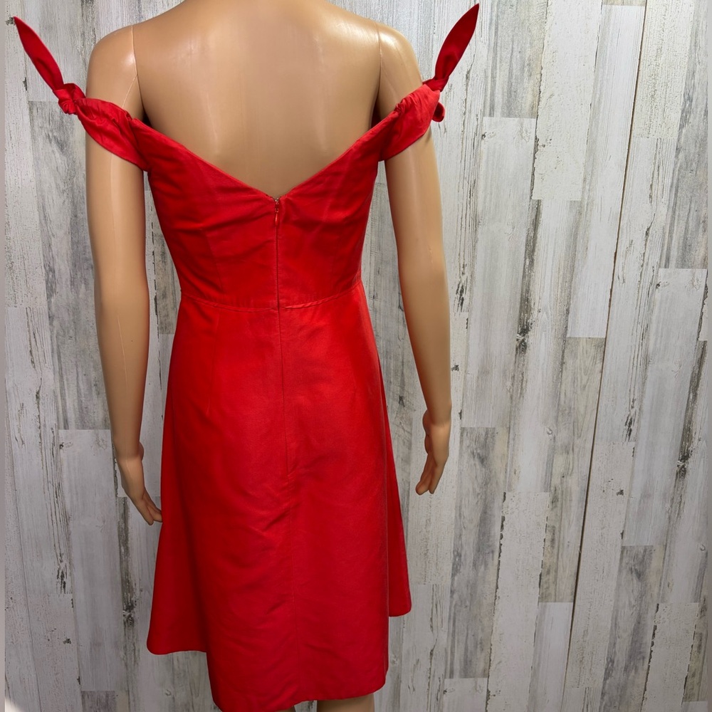J. Crew‎ Silk Blend Red Off-Shoulder Dress - Picture 5 of 10